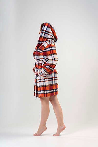 VİENETTA 201005-8758 Large Size Short Brown Fleece Dressing Gown