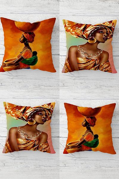 on the clouds Bohemian Ethnic Combination - Women's Set with Hidden Zipper African Throw Pillow Cover Seat Pillow (4pcs)