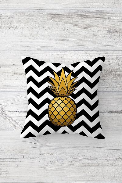 on the clouds Pineapple and Tropical Fruit Patterned Concealed Zippered Throw Pillow Cover Sofa Pillow Cover Set (4pcs)