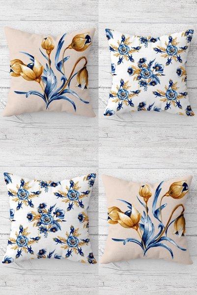 Latibule Set de huse de pernă pentru canapea, cu flori și muguri violet, cu f...
