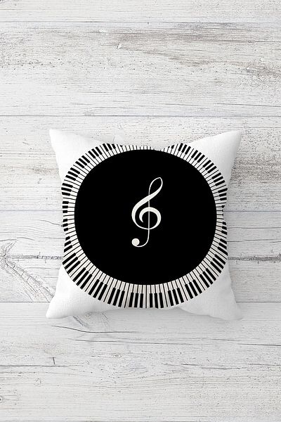 Pelangi Piano Zebra Note Music Concealed Zippered Throw Pillow Cover Seat Pillow Cover Set (4 Pieces)