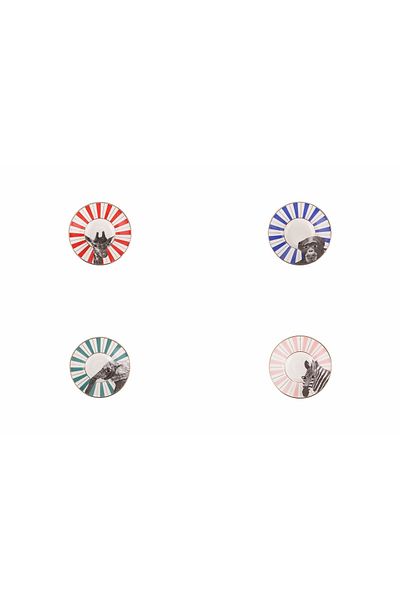Porland Wild Life Mixed Tea Plate Set 11cm 4 Pieces