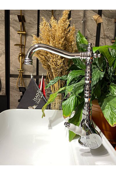İSAOĞLU YAPI Rustic Kitchen Faucet Zen Design Kitchen Faucet Antique Sink Faucet Rustic Faucet Chrome Color