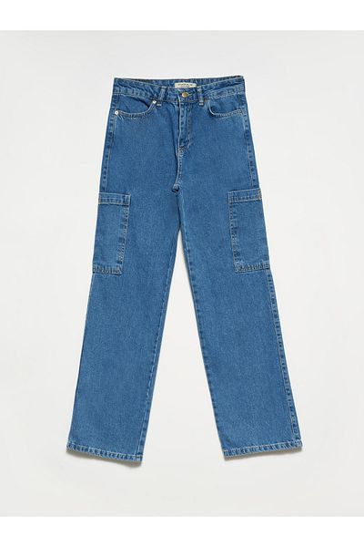 Dilvin 70758 Hose mit niedriger Taille und Seitentaschen – Blau
