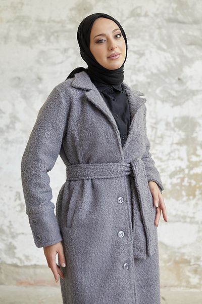InStyle Aliva Lined Belted Cashmere Coat - Anthracite