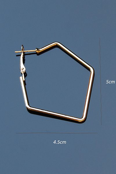 Rua Jewelry أقراط مشبكية أنبوبية ذهبية اللون مقاس 2 مم ارتفاع 5 سم / عرض 4.5 سم