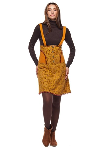 Newbutix Pazen Hardal Salopet Çıtır Desen Kısa Etek