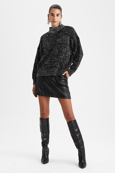 DeFacto Regular Fit Crew Neck Selanik Fabric Sweater
