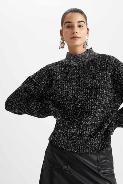 DeFacto Regular Fit Crew Neck Selanik Fabric Sweater