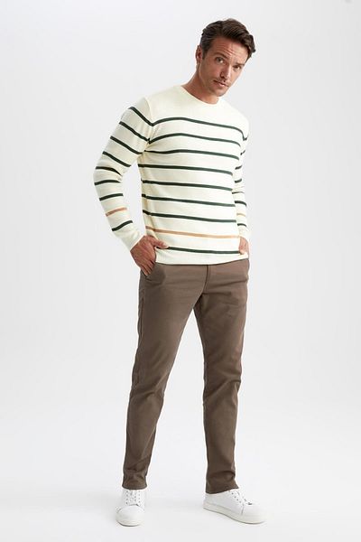 DeFacto Πουλόβερ Regular Fit ριγέ Crew Neck Z3058az22wn