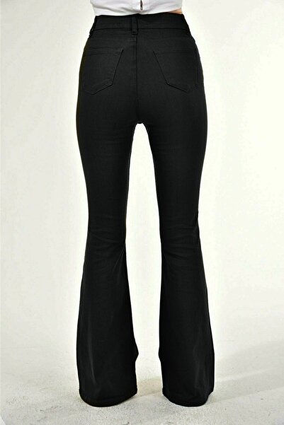 Trn JNS Allstar Spanish Women Black Flared Leg Denim Pants High Waist Spanish Jeans Gatherer