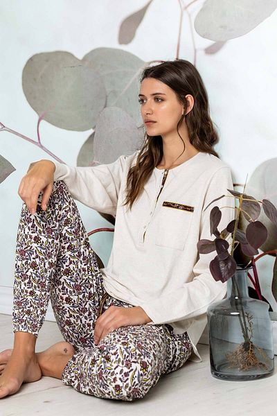 AYYILDIZ 56154 Beige Pajama Set