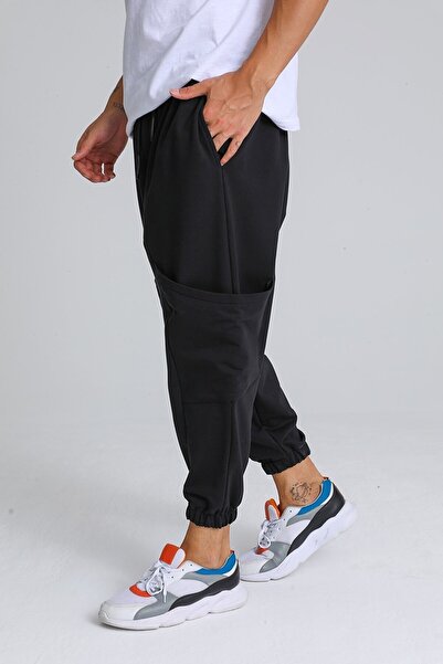 DARK AND BRIGHT Men's Bottom Sweatpants Side Pocket Loose Trousers Winter Sweatpants