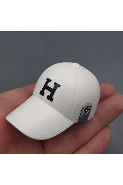 Genel Markalar Beyzbol Şapka Şeklinde Bütan Gazlı Alevli Çakmak Beyaz Hediyel...