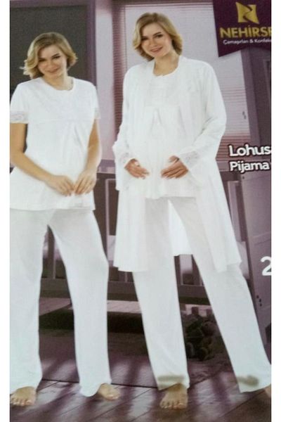 Nehir 2064- Maternity 3-Piece Pajamas Dressing Gown Set