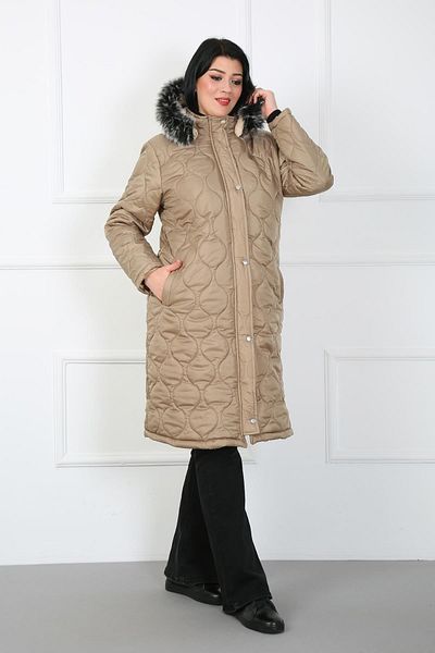 By Alba Collection Γυναικείο παλτό με καπιτονέ μαλλί βιζόν