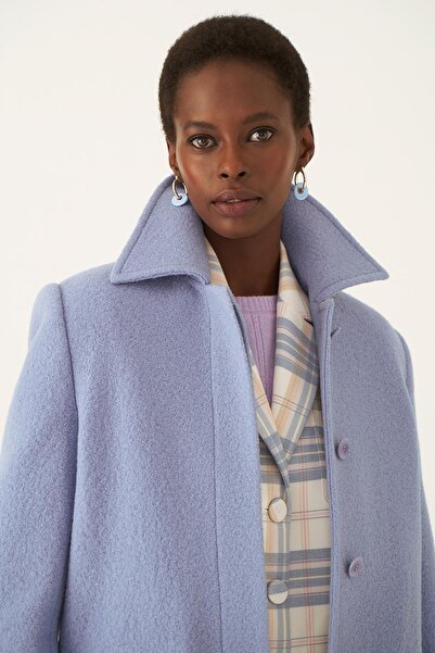 Perspective Edwar Comfortable Mold Shirt Collar Standard Size Lilac Color Women's Coat