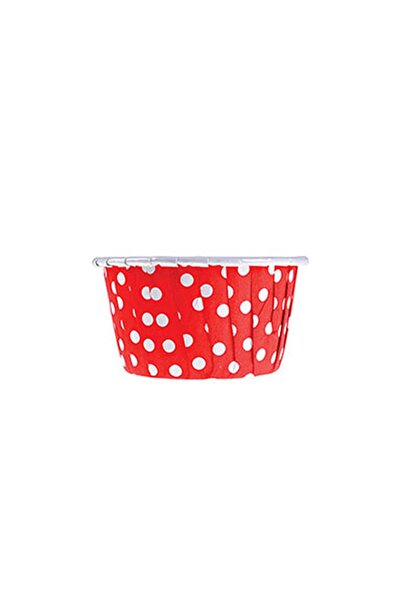 PARTİADA Muffin Kek Kalıbı Kırmızı Beyaz Puantiyeli 20 Adet 5x3.9 Cm