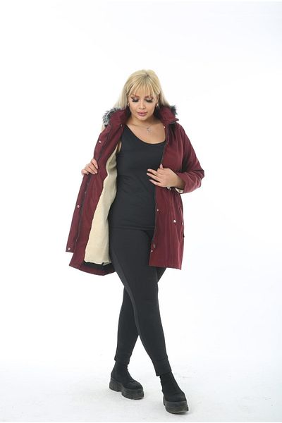 By Alba Collection Palton de damă din țesătură Bondit, din țesătură, cu glugă, cu glugă, de dimensiuni mari