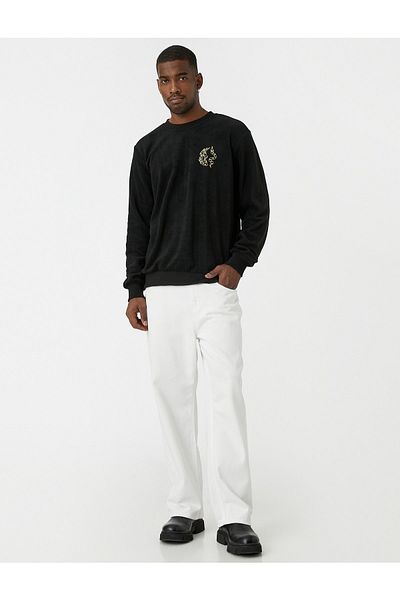 Koton Sweatshirt mit Schlangenmuster und Rundhalsausschnitt