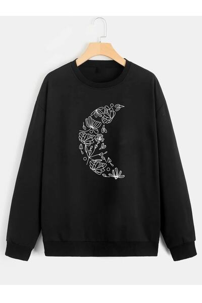 Deocept Hanorac oversize cu imprimeu Moonlight negru