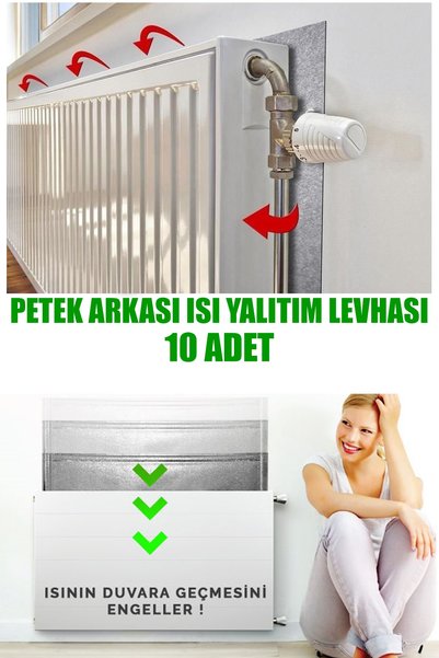 minufco 10 Adet Kalorifer Peteği Arkası Isı Yalıtım Ve Izolasyon Levhası Rady...