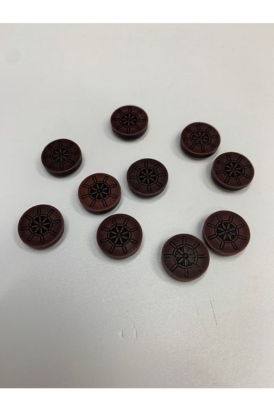 Rengarenk tuhafiye ve hobi Button Antique Claret Red Button Special Painting 1.5x1.5cm 10 Pieces