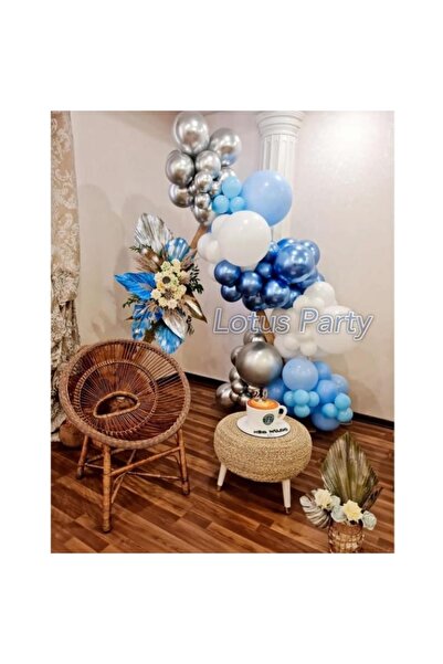 LOTUS PARTY 60 Pieces Special Day Themed Balloon Chain Set ( White - Blue - C...
