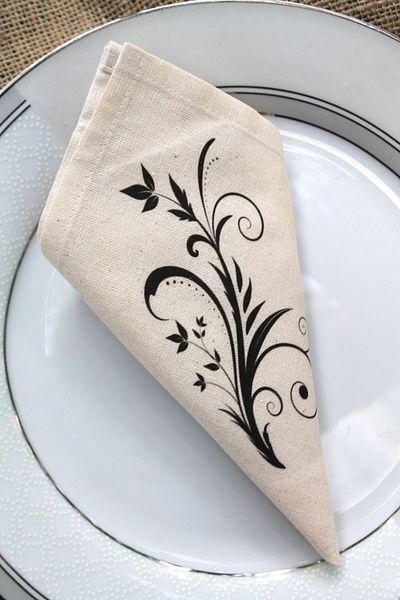 Emtory Home 6 Φυλλάδια σερβιρίσματος από φυσικό λινό με μοτίβο μαργαρίτας