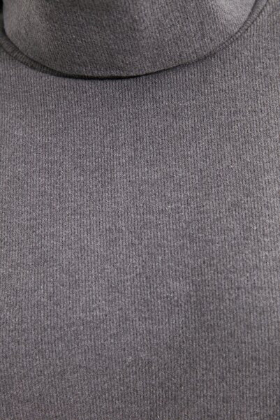 Trendyol Collection Rochie tricotată cu mânecă lungă mini Thessaloniki cu gât gri TWOAW20EL1110