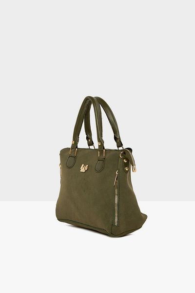 Bagmori Khaki Women's Vertical Double Zipper Nubuck Bag M000007678