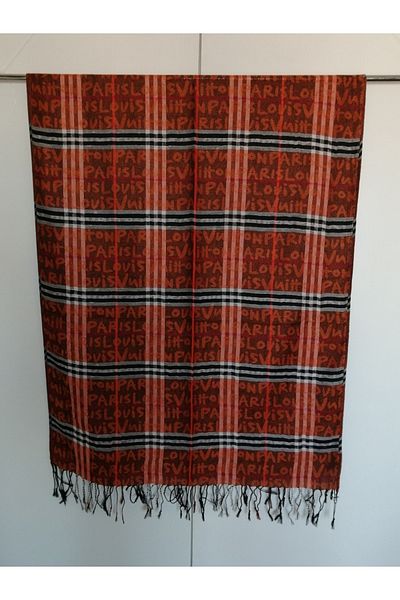 Butik Tülin Unisex Authentic Acrylic - Copper Colored Striped Tassel Shawl