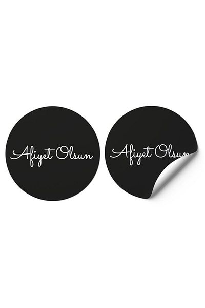 anka design Coated Sticker (4x4cm) 48 Pieces - Bon Appetit - Black Background