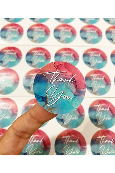 anka design Sticker Coated (4x4cm) 48 Pieces Thank You