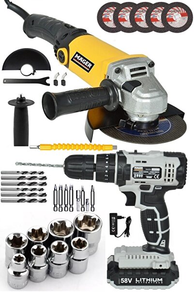 Mager American Darbeli 58 Watt 8 Ah Matkap Ve 2100 Watt Devir Ayarlı Taşlama