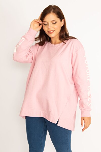 Şans Plus Size Sweatshirt - Pink - Regular fit