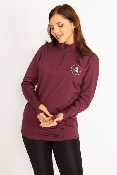 Şans Plus Size Sweatshirt - Burgundy - Regular fit