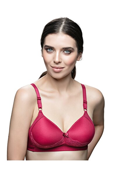 AYCI حمالة صدر نسائية من الدانتيل باللون العنابي بدون سلك/بدون سلك