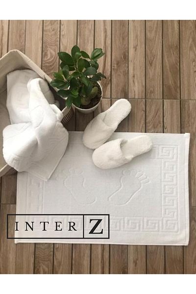 INTER Z White Foot Towel Mat 100% Cotton 50x70 Cm, High Gramage