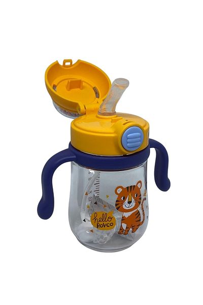 Rovco 260ml Cute Friends Patterned Rattle Smart Straw with Straw and Bulk Tritan Water Bottle