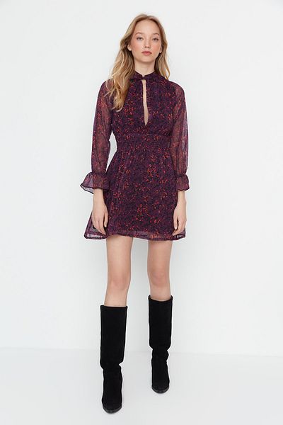 Trendyol Collection Μωβ Γραβάτα Λεπτομερές Υφαντό Φόρεμα TWOAW23EL00561