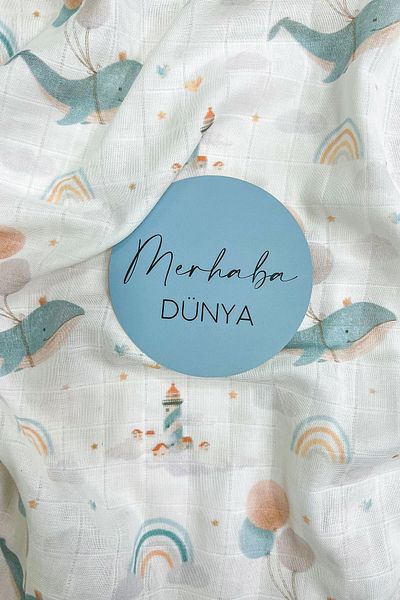 Tuğba Kuğu Newborn Muslin Blanket and Memory Cards Set - Turkish