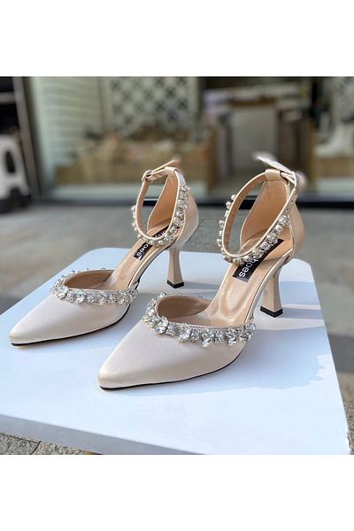 Gloriys Ayakkabı & Çanta Skin Satin 9 Cm Pantofi cu bijuterie, cu toc, 0280
