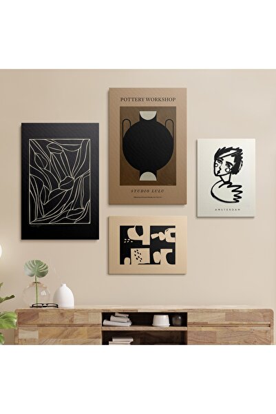 HOMEPACK Pictură murală pe pânză Set de 4 picturi pe pânză Hp174