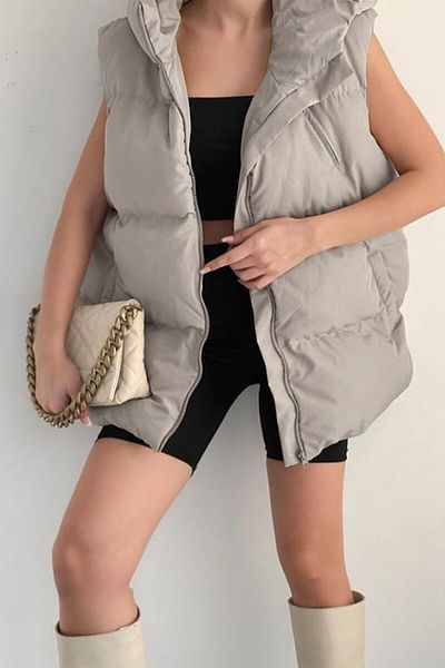 Noa Noa Women's Stone Hooded Oversize Boyfriend Puffer Vest