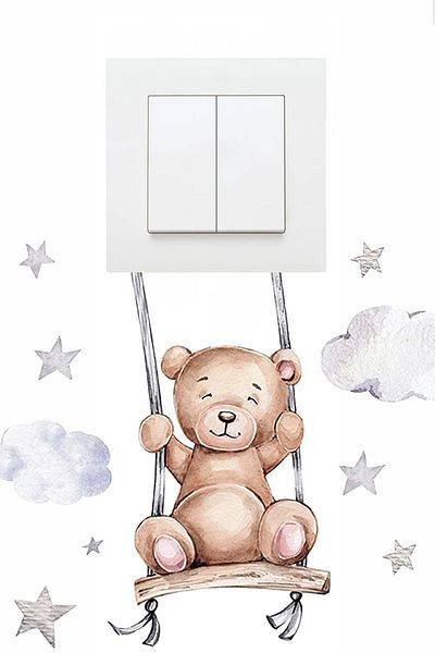 PANDA SOKAĞI Cute Teddy Bear Children's Room Socket Sticker