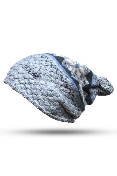 FORUM Men's Knitted Beret Gray Light Patterned Model220101-02362