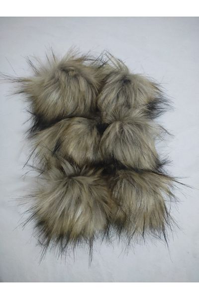 damlakids Pompom 8 Pieces 10 Cm Natural Beanie for Keychain and Booties