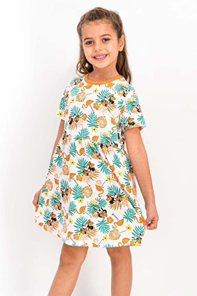 Mickey & Minnie Mouse Minnie Mouse Lisanslı Pembe Kız Çocuk Homewear Elbise D4314-c