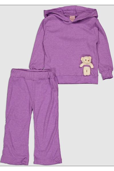 My Bella Lilac Ribbed Hooded 2-Piece Set
